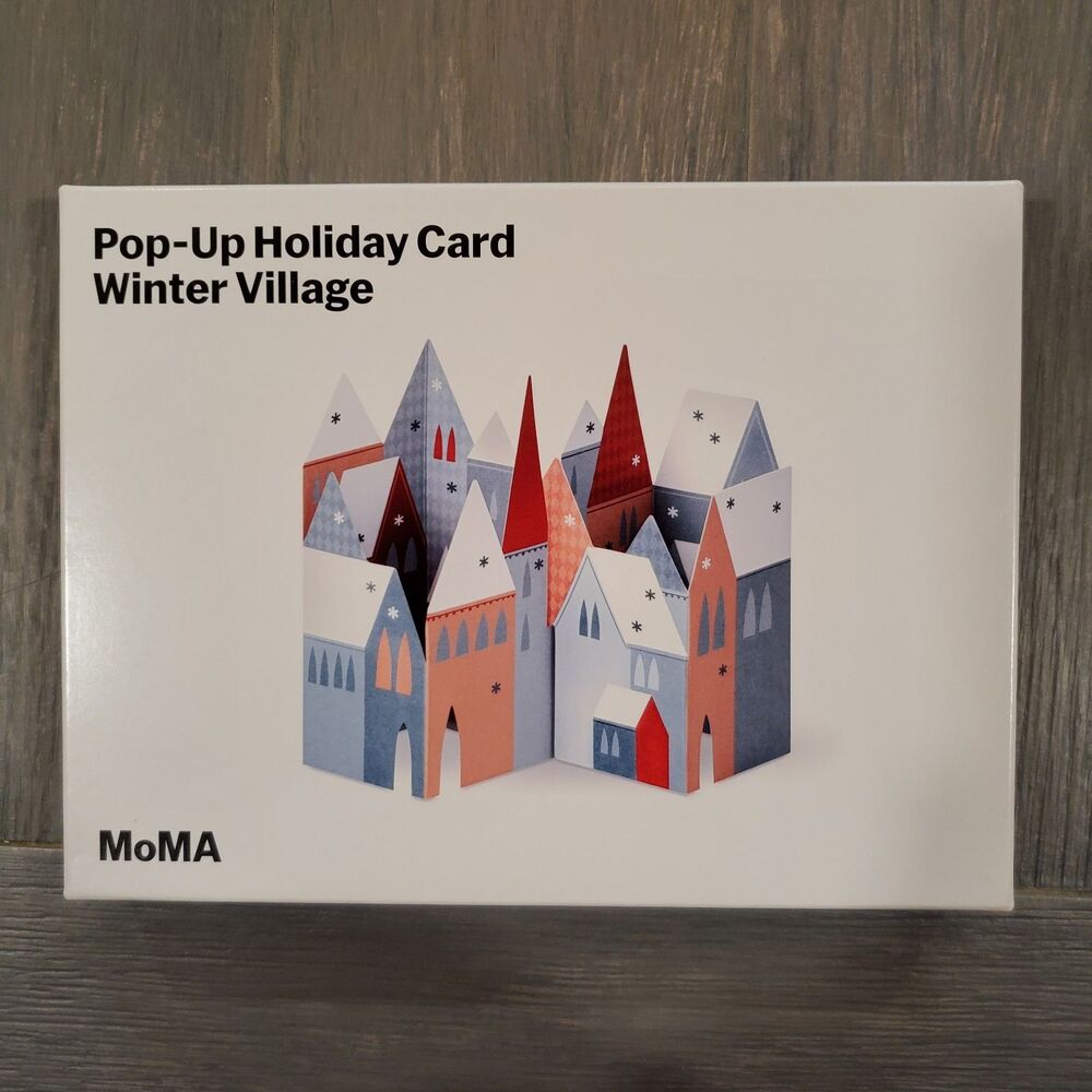 MoMA Design Pop Up Christmas Holiday Cards Winter Village *2 Cards & Envelopes